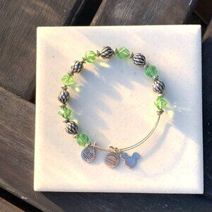 Alex and Ani Disney Parks Beaded Bangle – Green Crystal Mickey Icon Silver